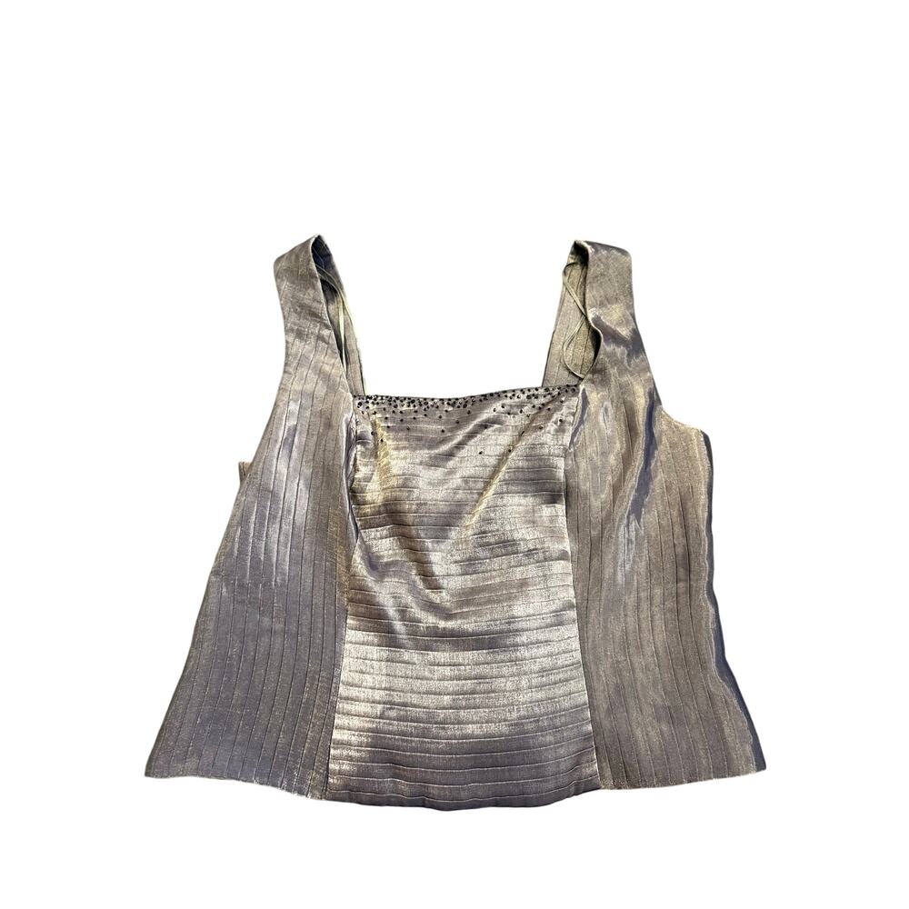 J.R. Nites Metallic Silver Pleated Evening Top Size 12
